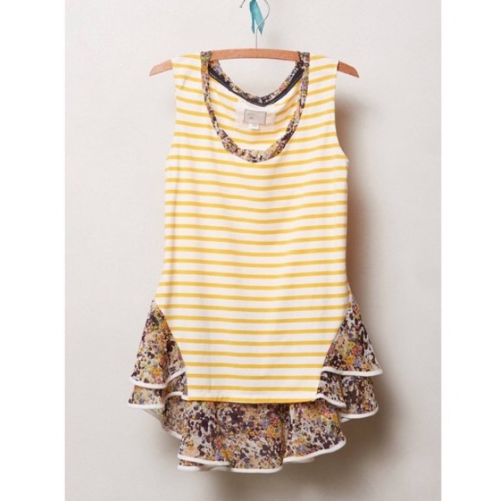 Anthropologie Postmark Stripe w/ ruffles tank top